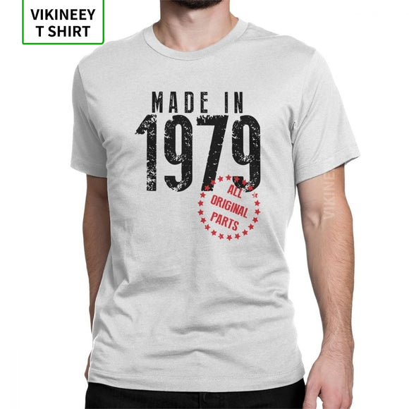 Made In 1979 All Original Parts T-Shirt Man's Short Sleeves Birthday T Shirt Anniversary Tees Cotton Fabric Clothes Plus Size