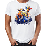 Brand New Men T Shirts 100% Cotton Mario and Crash Bandicoot Cart Racing Awesome Artwork Drawing Printed Tee Shirts Oversize