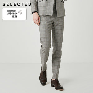 SELECTED Cotton-blend Grey Slim Fit Suit Pants S|419218514