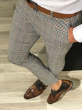Oeak Men Vintage Plaid Suit Pants Formal Dress Pant Business Casual Slim Pantalon Classic Check Suit Trousers Wedding Party
