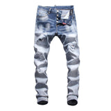 2020 New Dsq Men's jeans Printed With Hole Washed Casual Skinny Denim Jean for man 100% cotton Button Zipper Top Quality