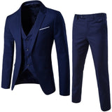 (Blazer+Pant+Vest) 3Pcs/Set Black Suits Slim Wedding Set Classic Blazers Male Formal Business Dress Suit Male Terno Masculino