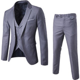 (Blazer+Pant+Vest) 3Pcs/Set Black Suits Slim Wedding Set Classic Blazers Male Formal Business Dress Suit Male Terno Masculino