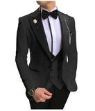 Men Suits 3 Pieces Slim Fit Business Suits Groom Champagne Noble Grey White Tuxedos for Formal Wedding suit (Blazer+Pants+Vest)