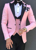 Men Suits 3 Pieces Slim Fit Business Suits Groom Champagne Noble Grey White Tuxedos for Formal Wedding suit (Blazer+Pants+Vest)
