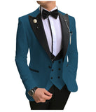 Men Suits 3 Pieces Slim Fit Business Suits Groom Champagne Noble Grey White Tuxedos for Formal Wedding suit (Blazer+Pants+Vest)