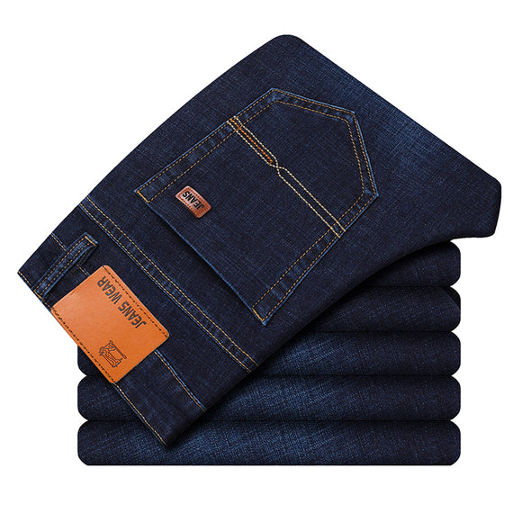Brand 2020 New Men's Fashion Jeans Business Casual Stretch Slim Jeans Classic Trousers Denim Pants Male Black Blue