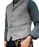 Men's Suit Vest Boutique Wool Tweed Slim Fit Leisure Cotton Male Gentleman Beckham Business Waistcoat For Wedding Groomsmen