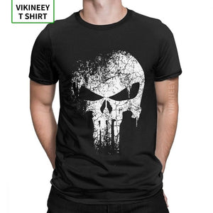 Punisher T-Shirts Men 100% Cotton T Shirt Supper Hero Fitness Streetwear Memento Mori Skull Short Sleeve Tee Shirt Plus Size