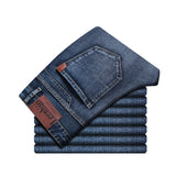 Spring Autumn 2020 Men's Smart Jeans Business Fashion Straight Regular Blue Stretch Denim Trousers Classic Men Plus Size 28-40