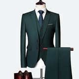 Suit Male 3 Piece Set Business Men's Suits Blazers Large Size Boutique Suit Slim 2020 High-end Formal Fit Party Wedding Regular