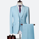 Suit Male 3 Piece Set Business Men's Suits Blazers Large Size Boutique Suit Slim 2020 High-end Formal Fit Party Wedding Regular