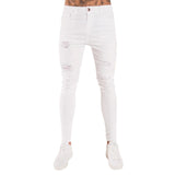 Oeak Mens Solid Color  Jeans 2019 New Fashion Slim  Pencil Pants Sexy Casual Hole Ripped Design Streetwear