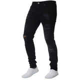 Oeak Mens Solid Color  Jeans 2019 New Fashion Slim  Pencil Pants Sexy Casual Hole Ripped Design Streetwear
