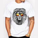 Fashion Animal Print T-Shirt Men Casual Short-Sleeve Tee Shirt Homme 4XL Men Tops 2019 Summer Crown Lion 3D White Men's T-shirt