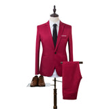 2020 2 Pieces Business Blazer+Pants Suit Sets Men Autumn Fashion Solid Slim Wedding Set Vintage Classic Blazer